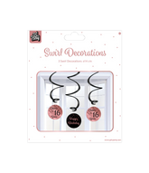 Hangdecoratie 16 Jaar Zwart Roze 17cm 3st